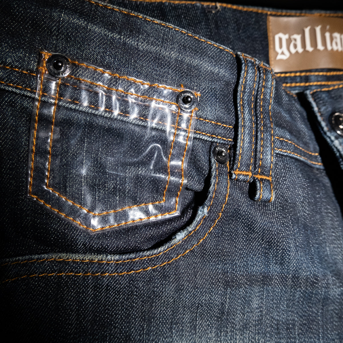 Plastic pocket jeans