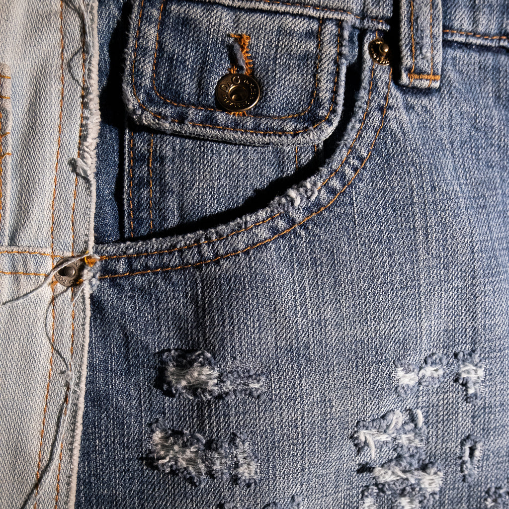 Destroyed denim skirt