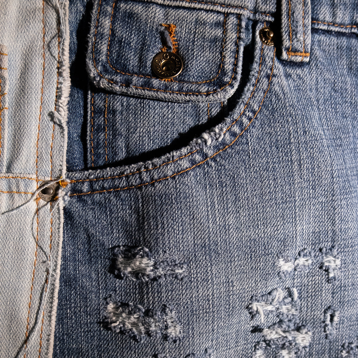 Destroyed denim skirt