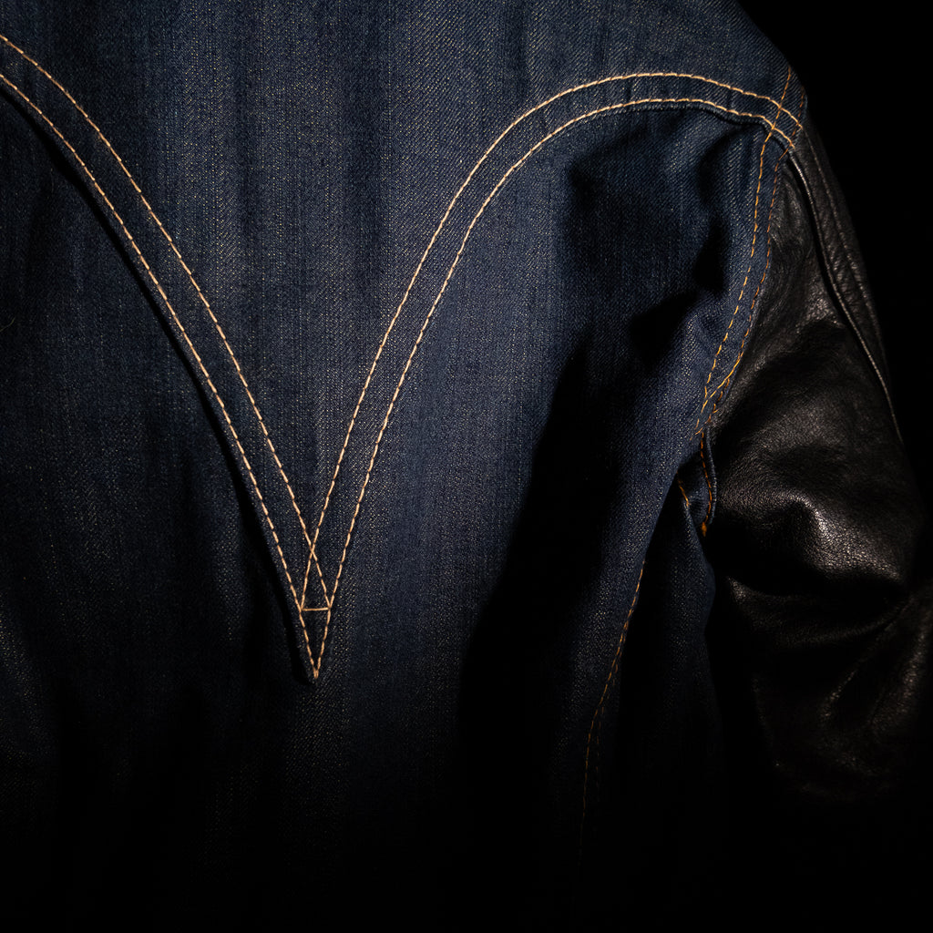 Hybrid denim leather jacket