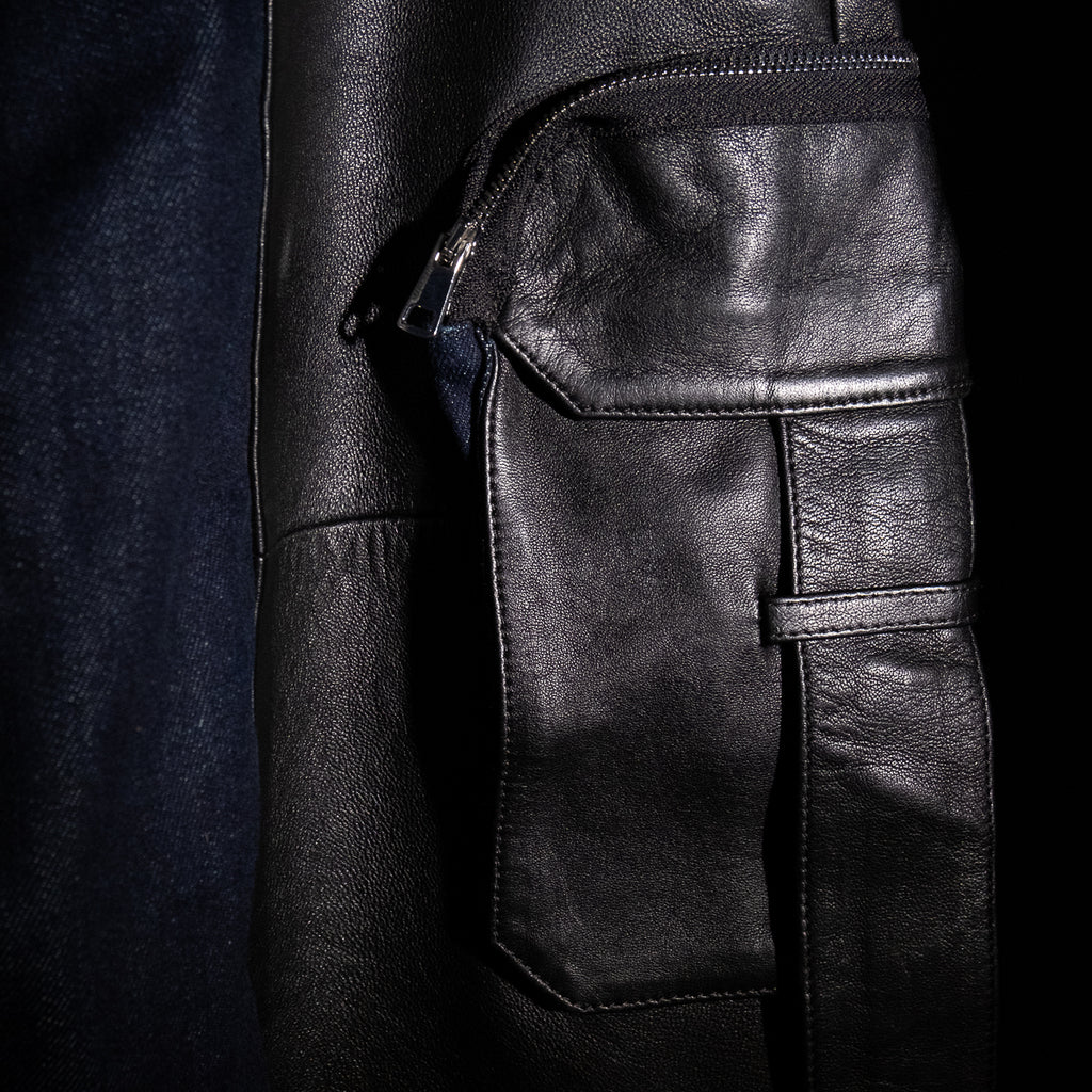 Hybrid denim leather cargo