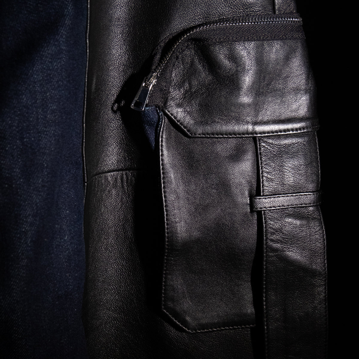 Hybrid denim leather cargo