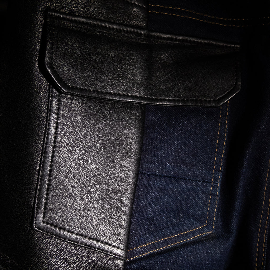 Hybrid denim leather cargo