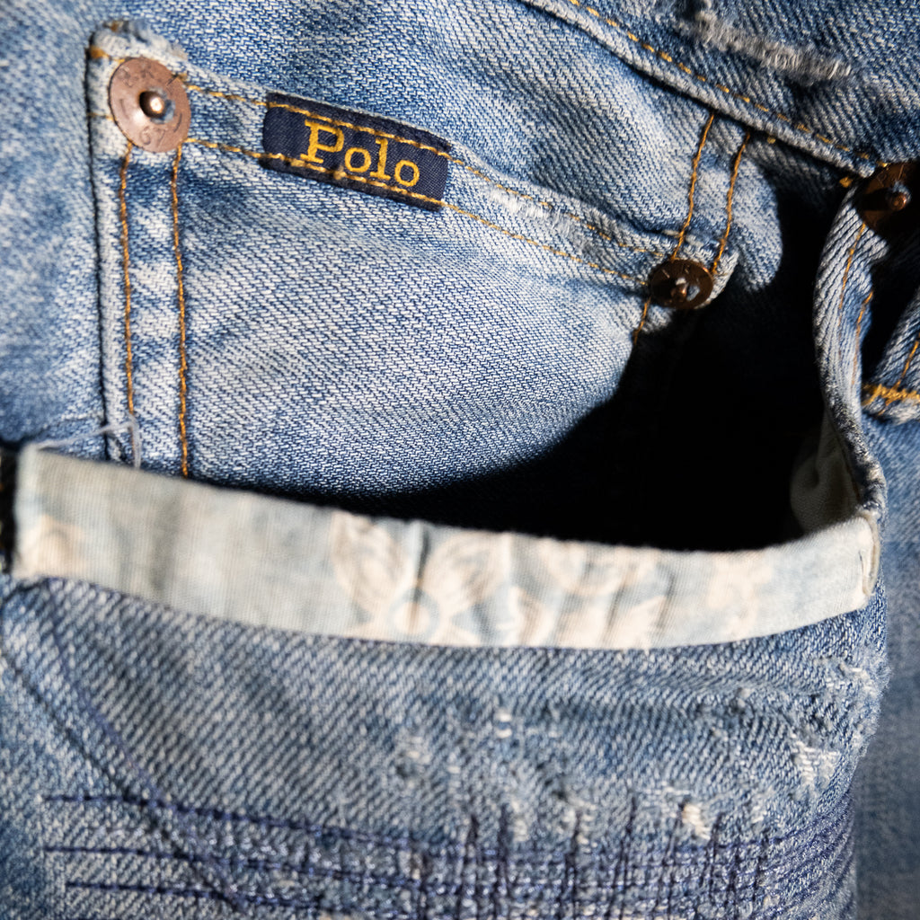 Repaired patchwork jeans