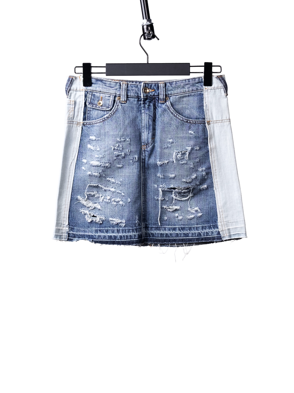 Destroyed denim skirt