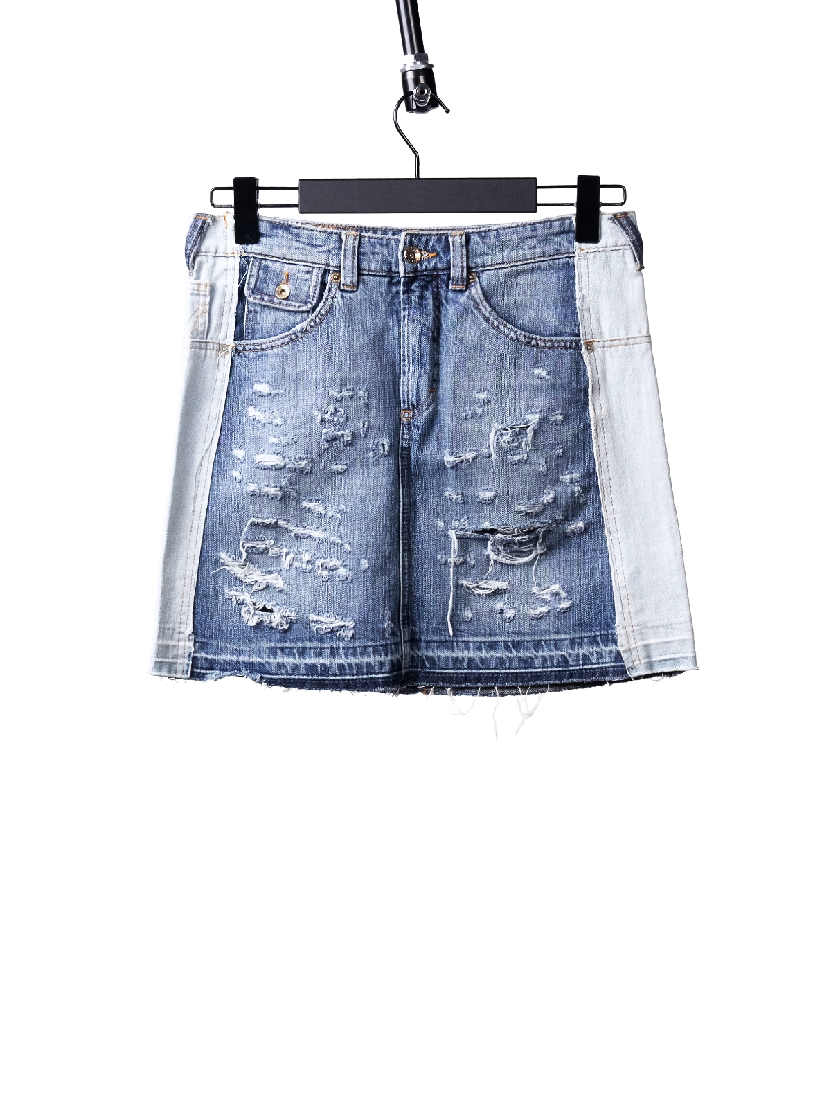 Destroyed denim skirt