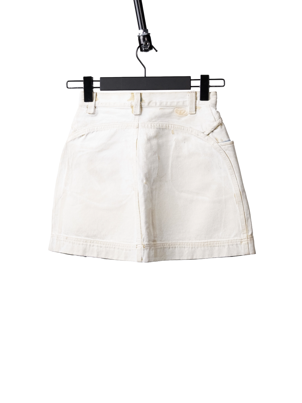 Painted cracked denim skirt