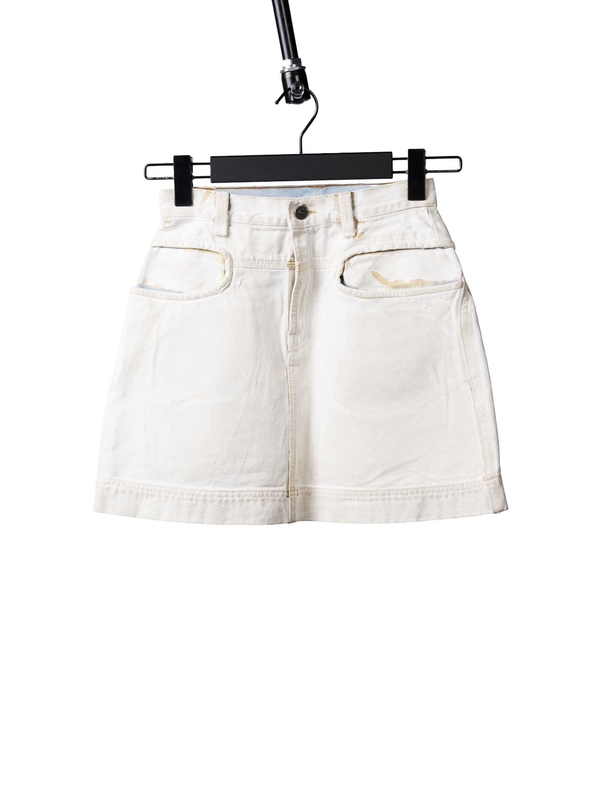 Painted cracked denim skirt