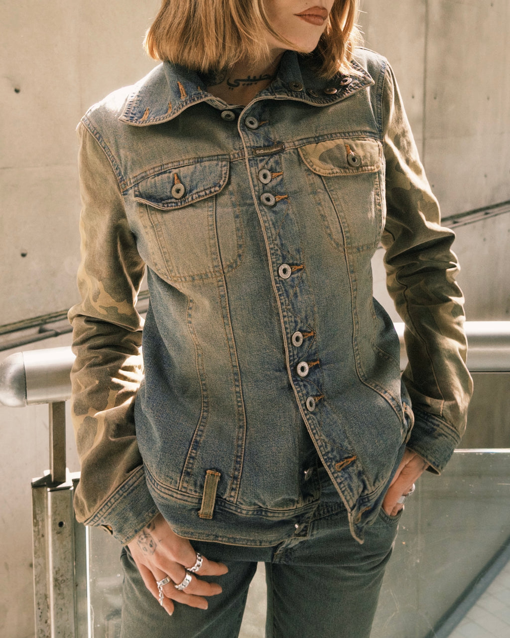 Camouflage denim jacket