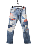 Repaired patchwork jeans
