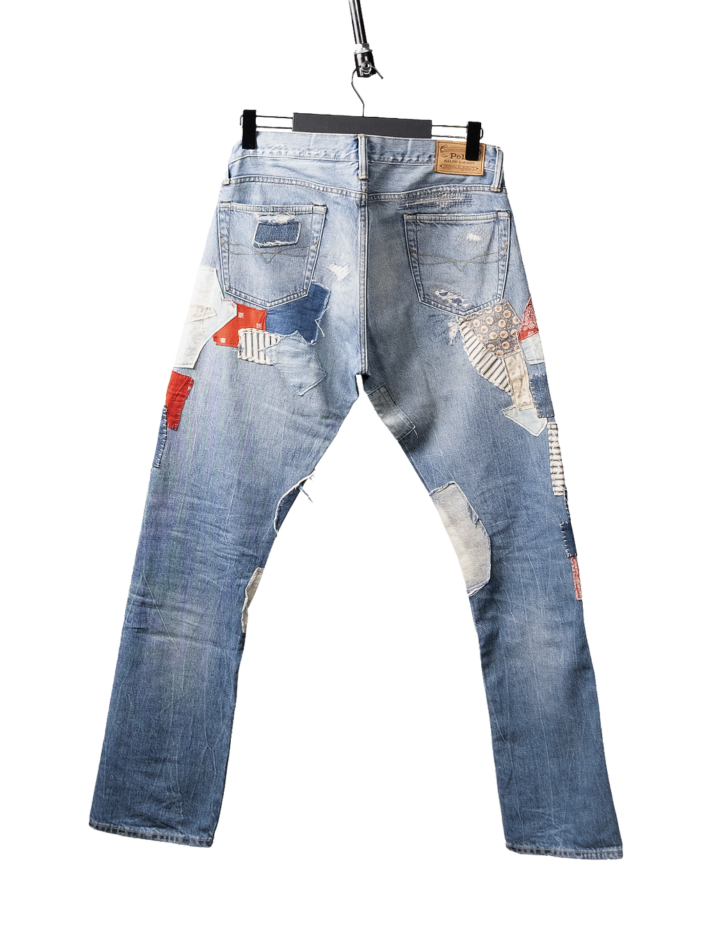 Repaired patchwork jeans