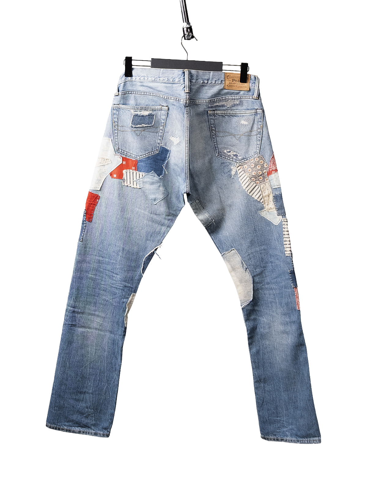 Repaired patchwork jeans
