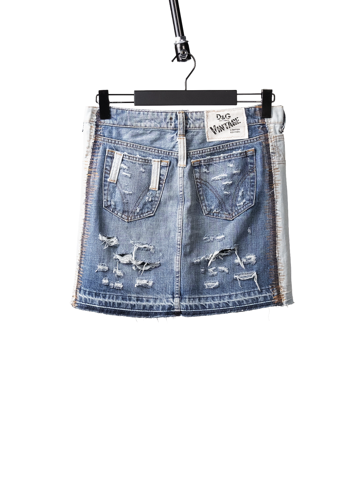 Destroyed denim skirt