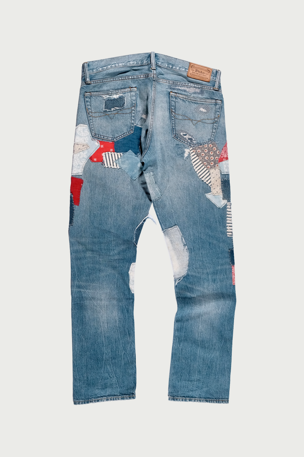 Repaired patchwork jeans