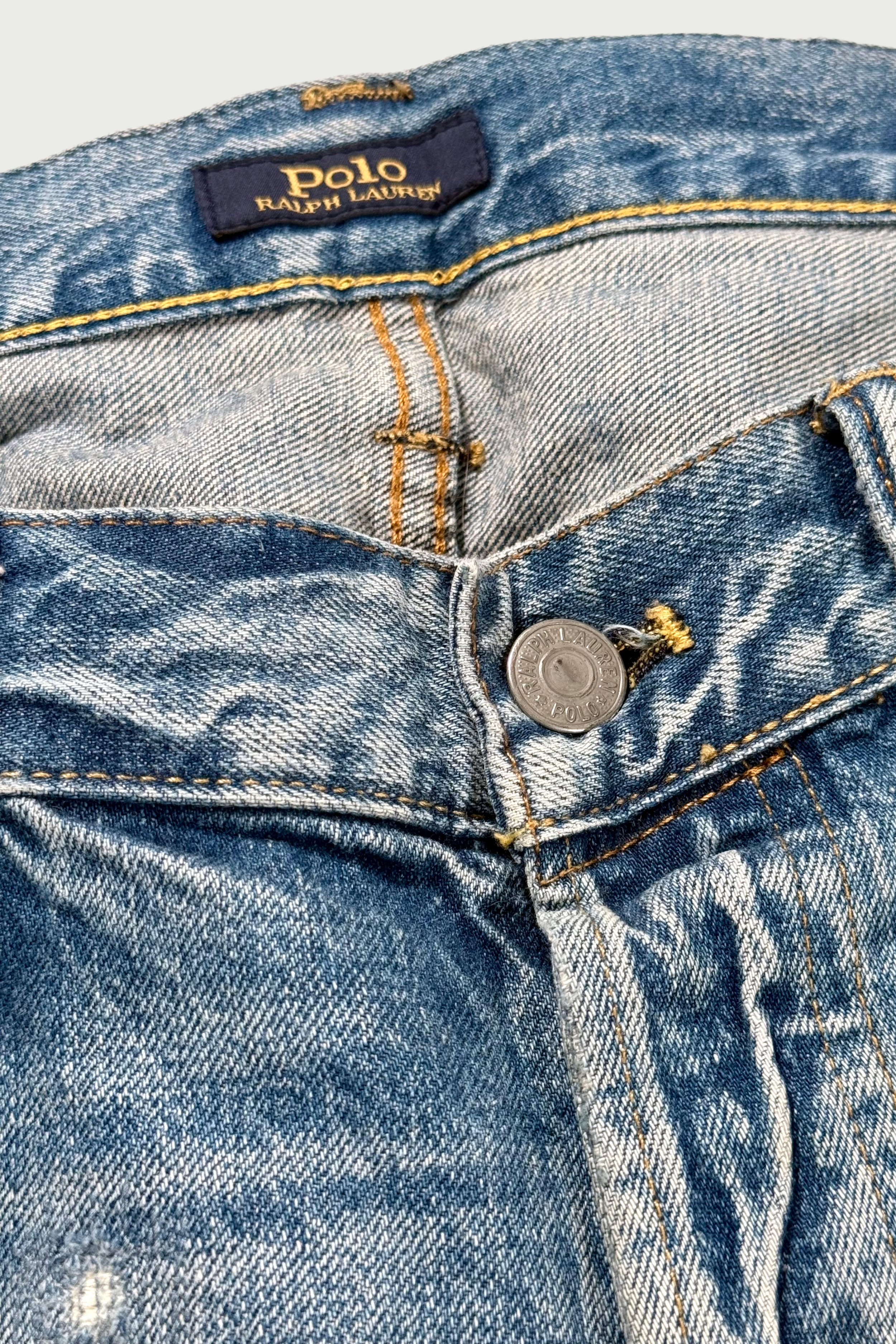 Repaired patchwork jeans